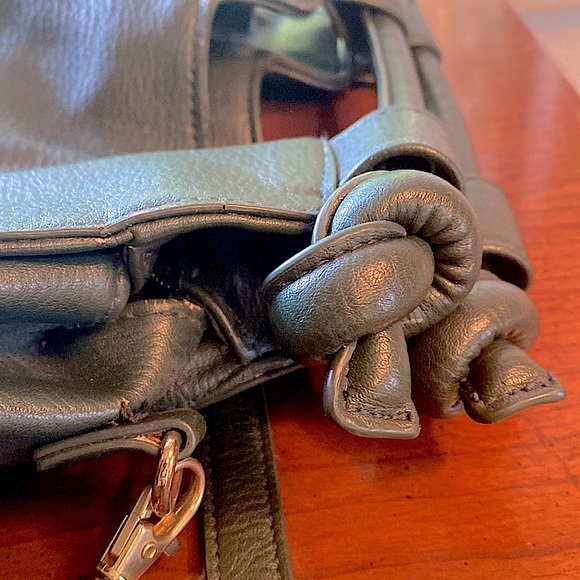 Anthropologie faux leather green terrace mini knot crossbody bag preppy boho - Picture 11 of 11